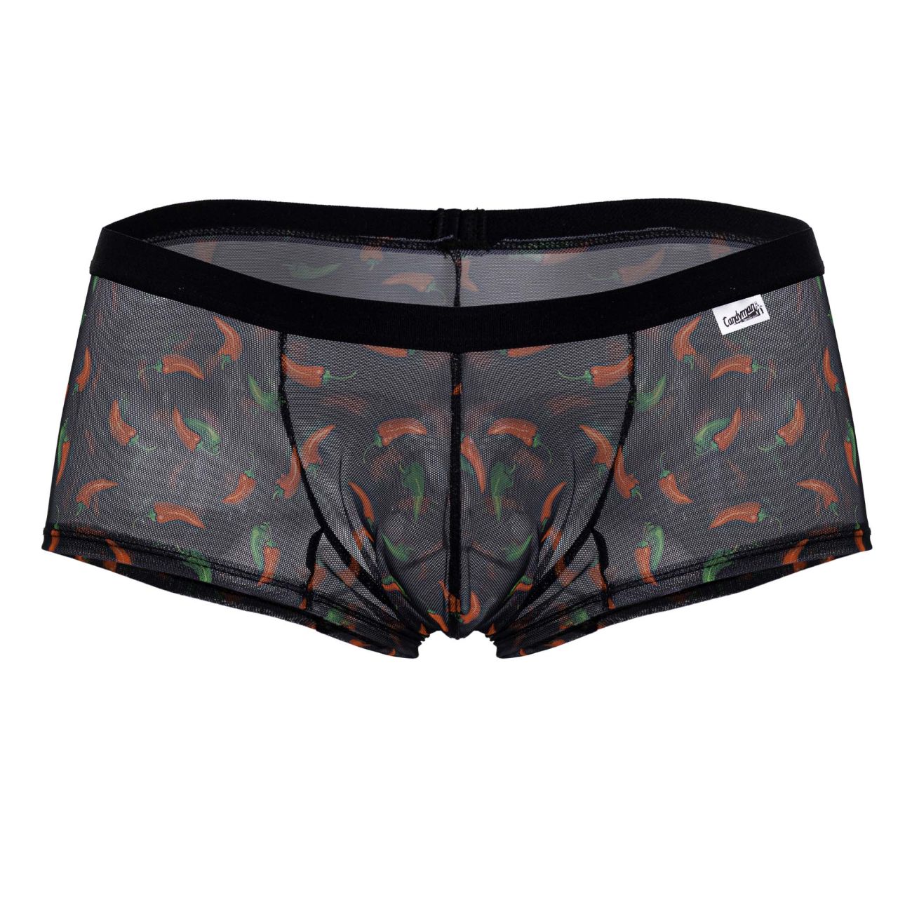 CandyMan 99873 Mens Breathable Mesh Chilli Pepper Trunks Black Print