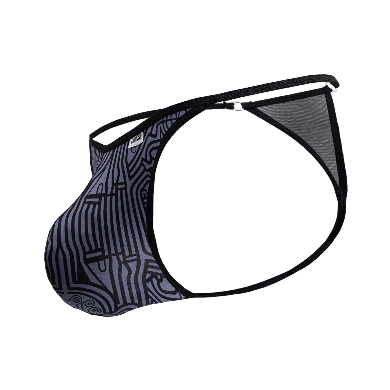 CandyMan 99875 Mens Breathable Mesh Thongs Plus Sizes Gray-Black