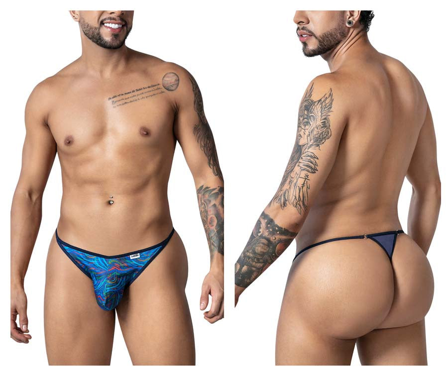 CandyMan 99875 Mens Seawater Breathable Mesh Thongs Multicolor Print Plus Sizes