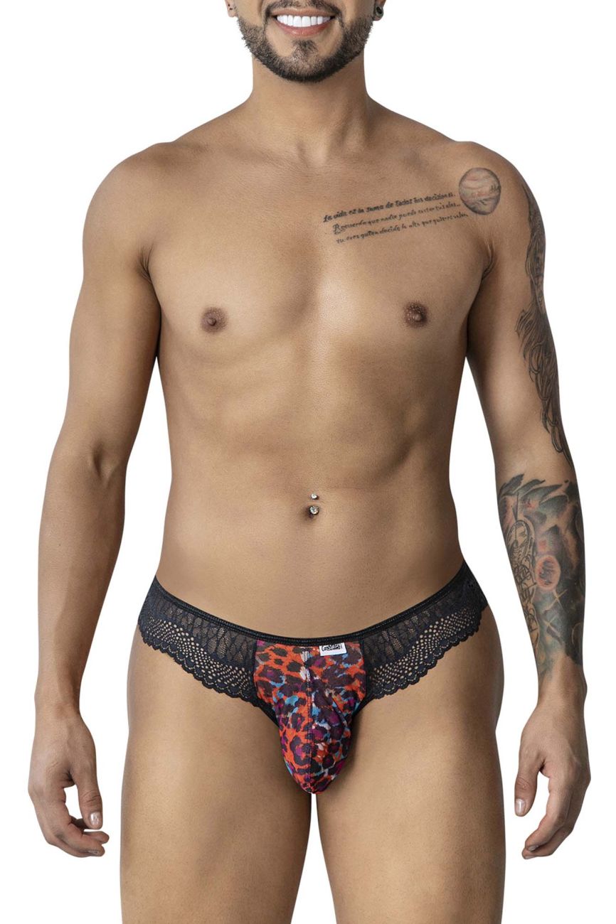 CandyMan 99887 Male Leopard & Lace Thong Animal Print Plus Sizes
