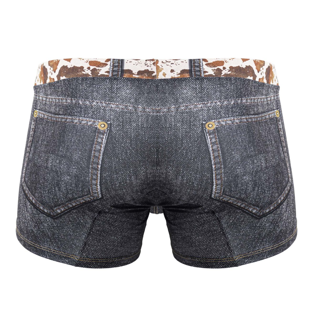 CandyMan 99904 Cowboy Mens Denim Animal Print Trunks Black
