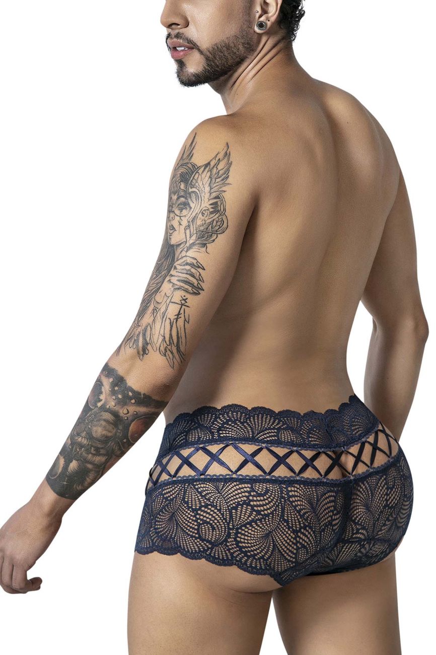 CandyMan 99916 Mens Sexy Lace Boxer Brief Trunks Navy