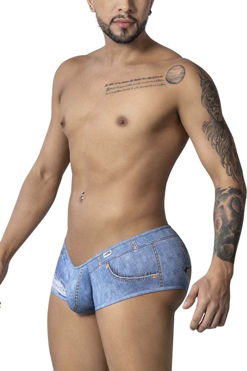 CandyMan 99921 Cowboy  Mens Denim Distressed Cut Out Trunks Blue