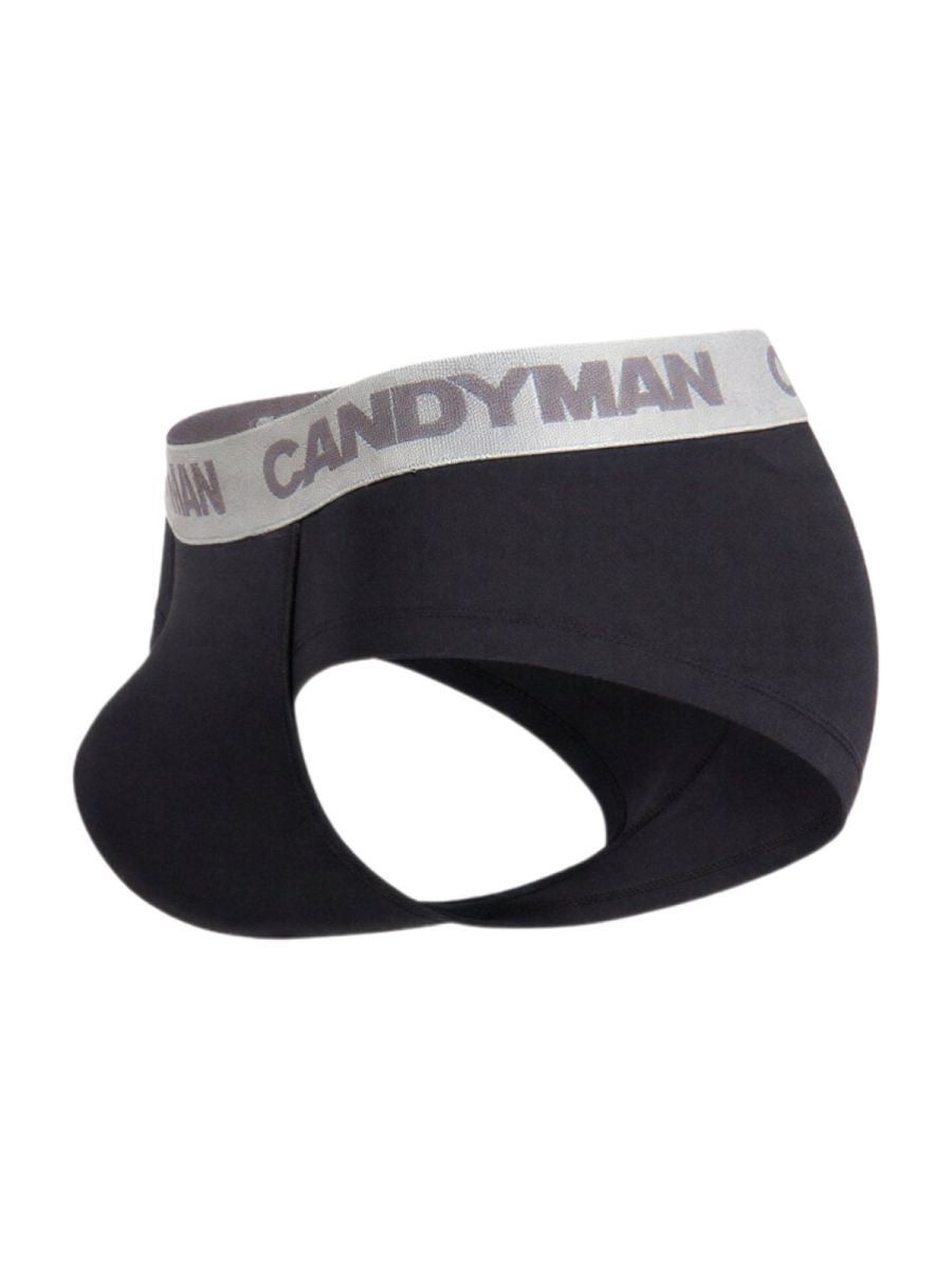 CandyMan 99932 Mens Supportive & Refined Briefs Black Silver