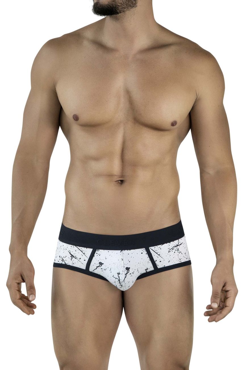 Clever 2051 Brochazos Mens Splatter Print Briefs Black & White