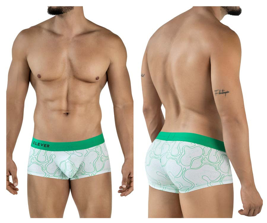 Clever 2056 Maze Mens Sporty Modern Trunks Green