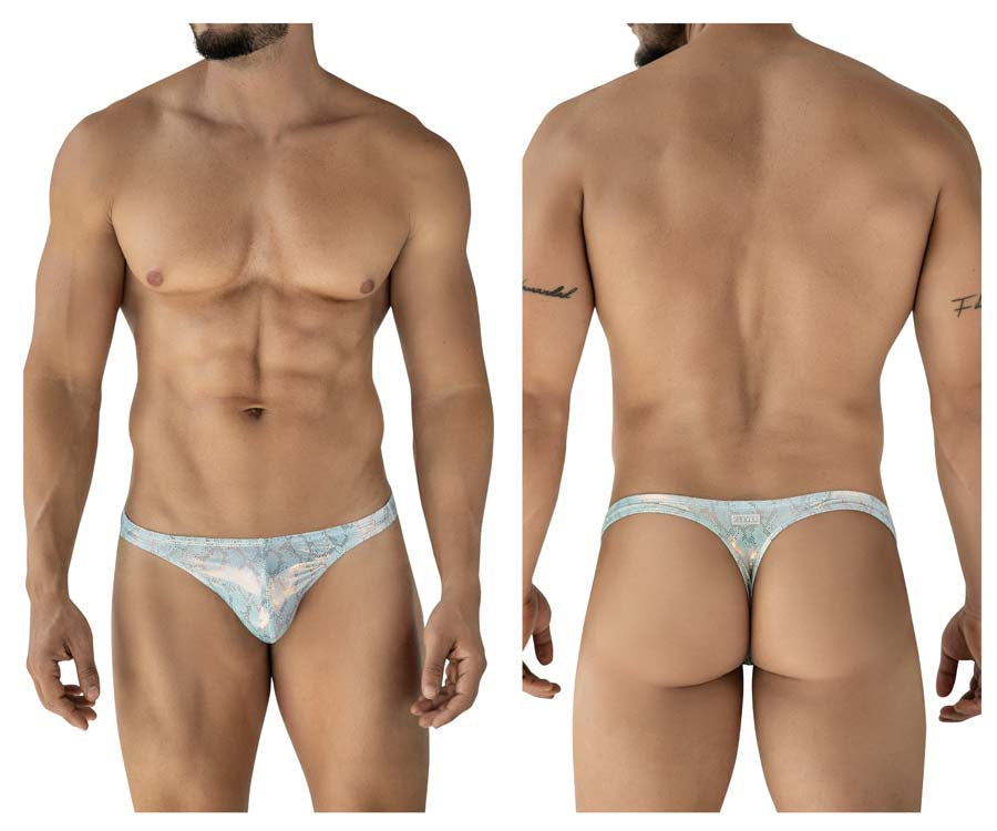 Clever 2063 Mens Diamond Sculpted Fit Thongs Light Blue