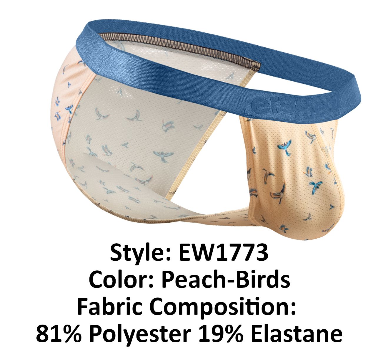 ErgoWear EW1773 SLK SE Male Comfortable Bikini Peach Birds