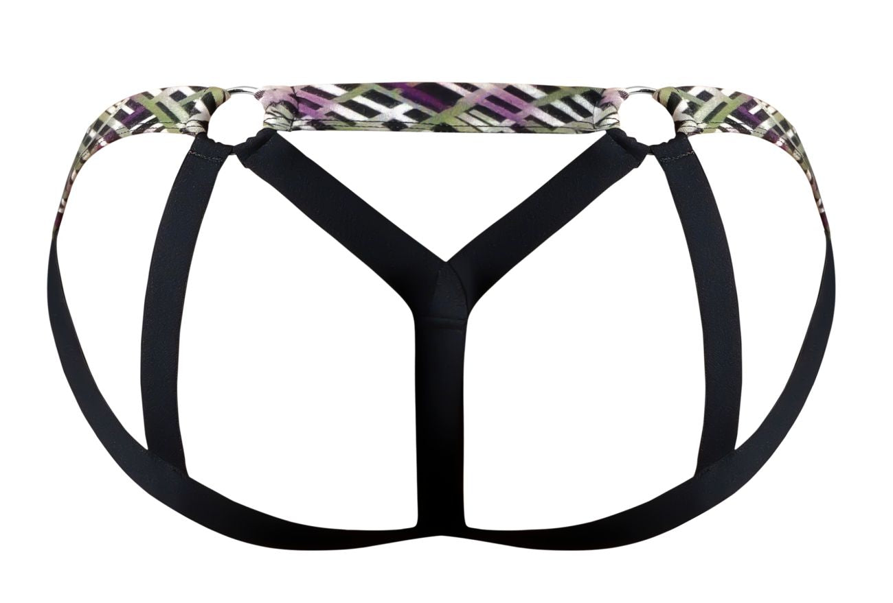 Male Power 351-303 Gridlocked Mens Strappy Ring Jock Printed