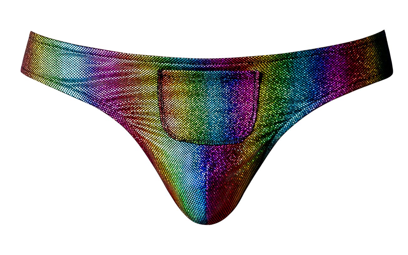 Male Power 421-297 Pack N Play Thong with Front Condom Pouch Rainbow
