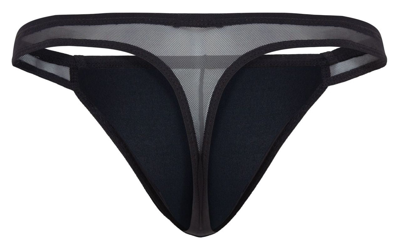Pikante 2123 Glitters Mens Metallic Gold Front Thongs Black
