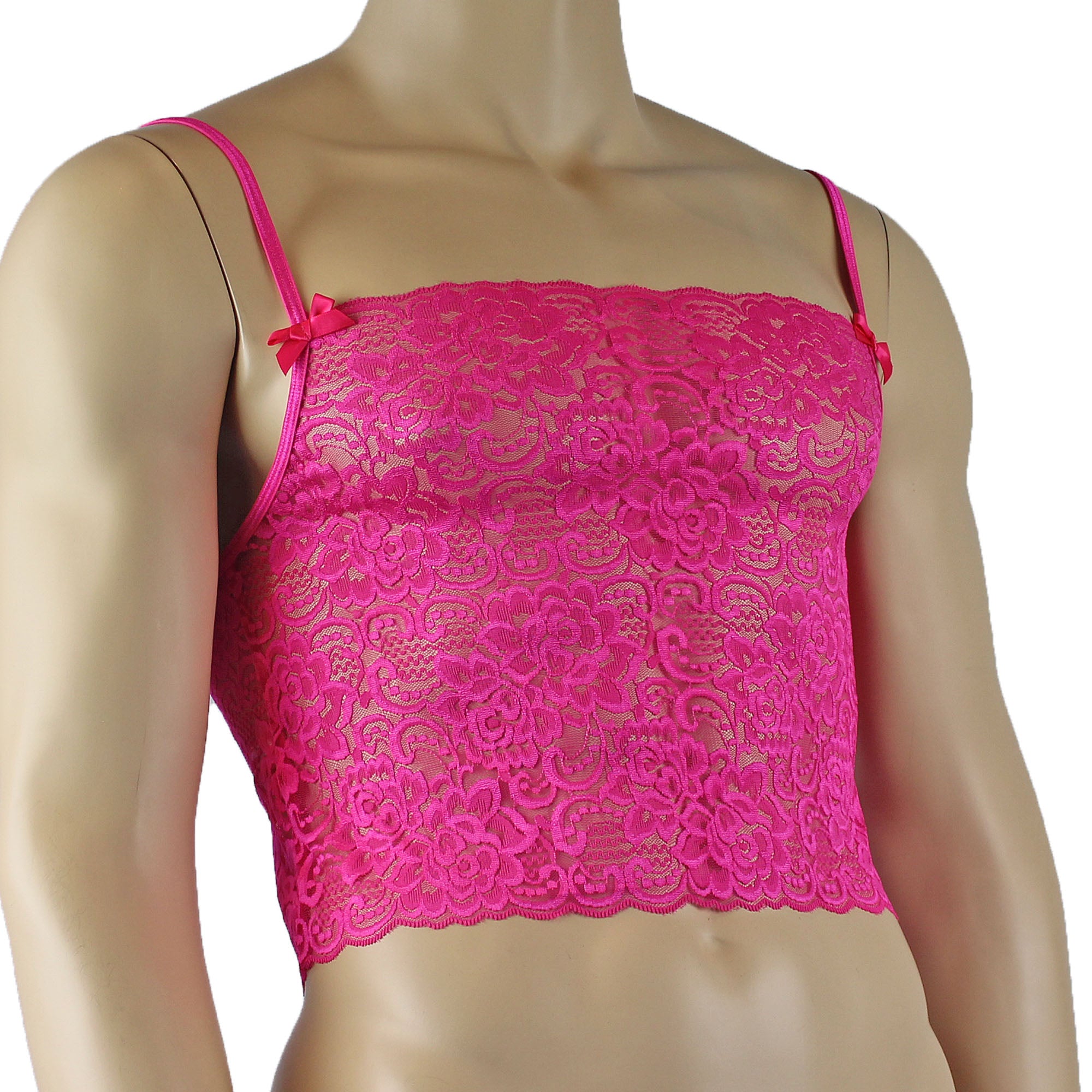 Mens Rebecca Pretty Lace Camisole Top Male Lingerie Hot Pink