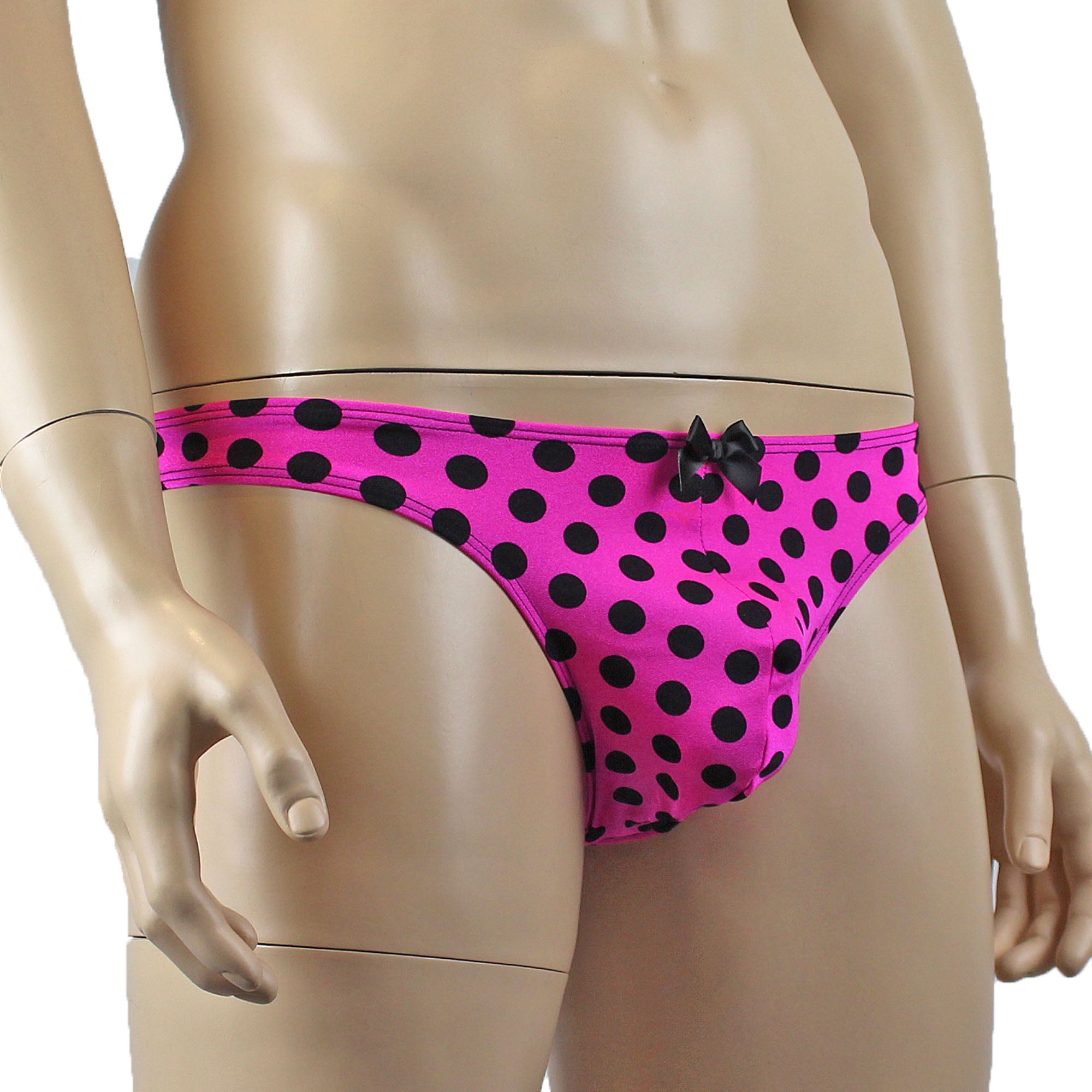 Mens Retro Hot Pink Polka Dot Sexy Back G string Thong