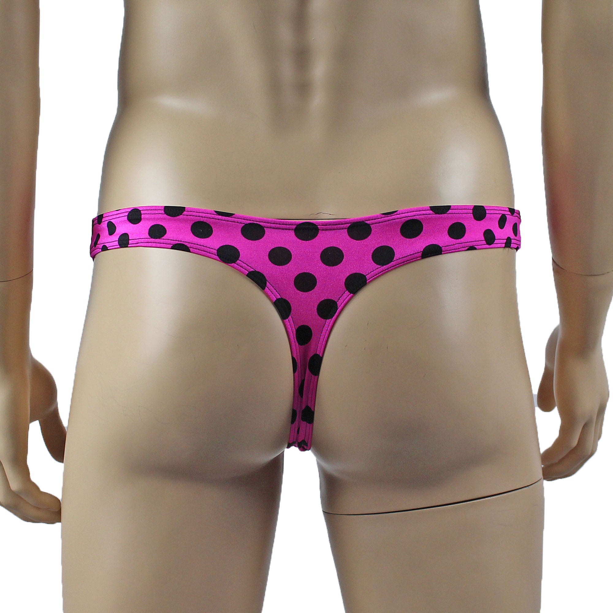 Mens Retro Hot Pink Polka Dot Sexy Back G string Thong