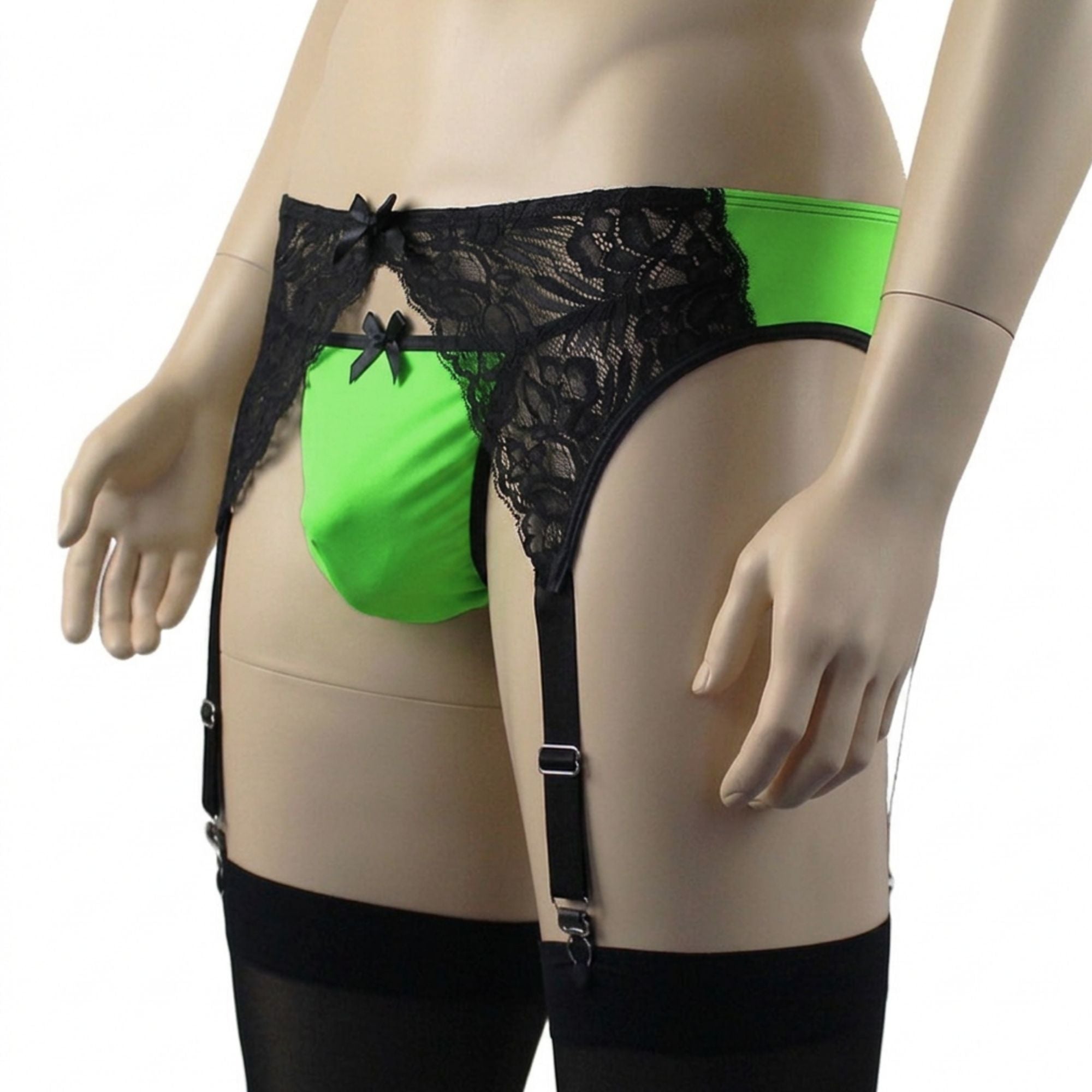 Mens Risque Garterbelt with Adjustable Garters (neon green plus other colours)