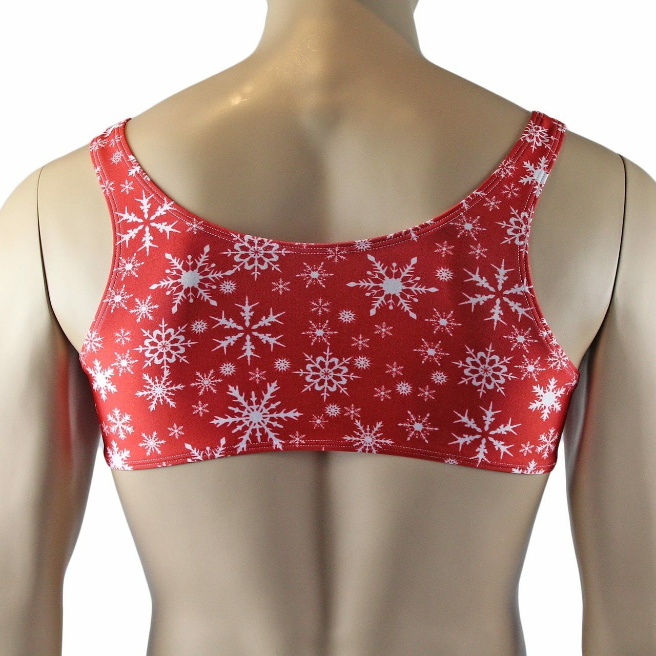 Mens Christmas Snowflake Bra Top & Low Rise Boxer Brief Red and White