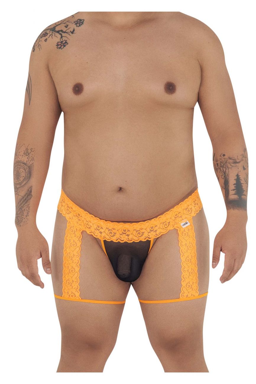 CandyMan 99369X Lace Thongs Hot Orange Plus Sizes