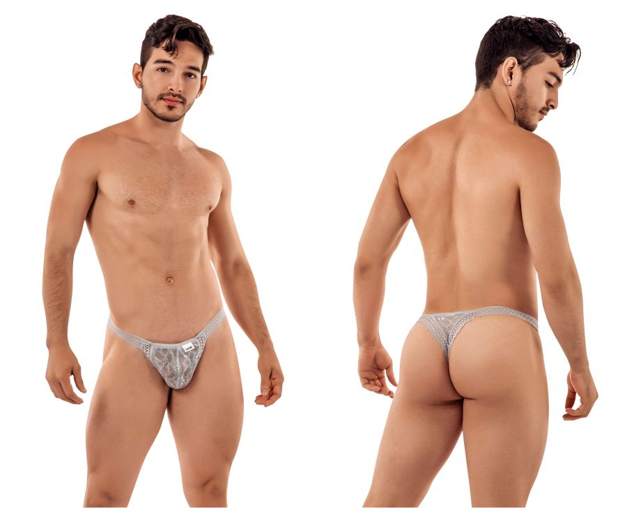 CandyMan 99420 Double Lace Thongs Gray