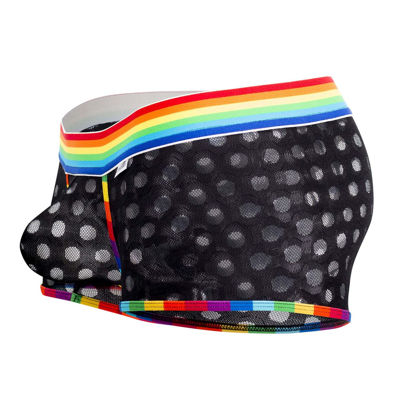 CandyMan 99511X Polka Mesh Trunks Black Rainbow Plus Sizes