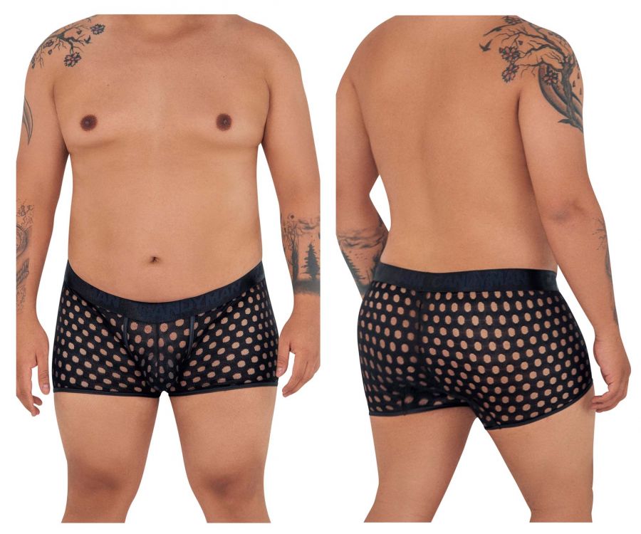 CandyMan 99511X Polka Mesh Trunks Black Plus Sizes