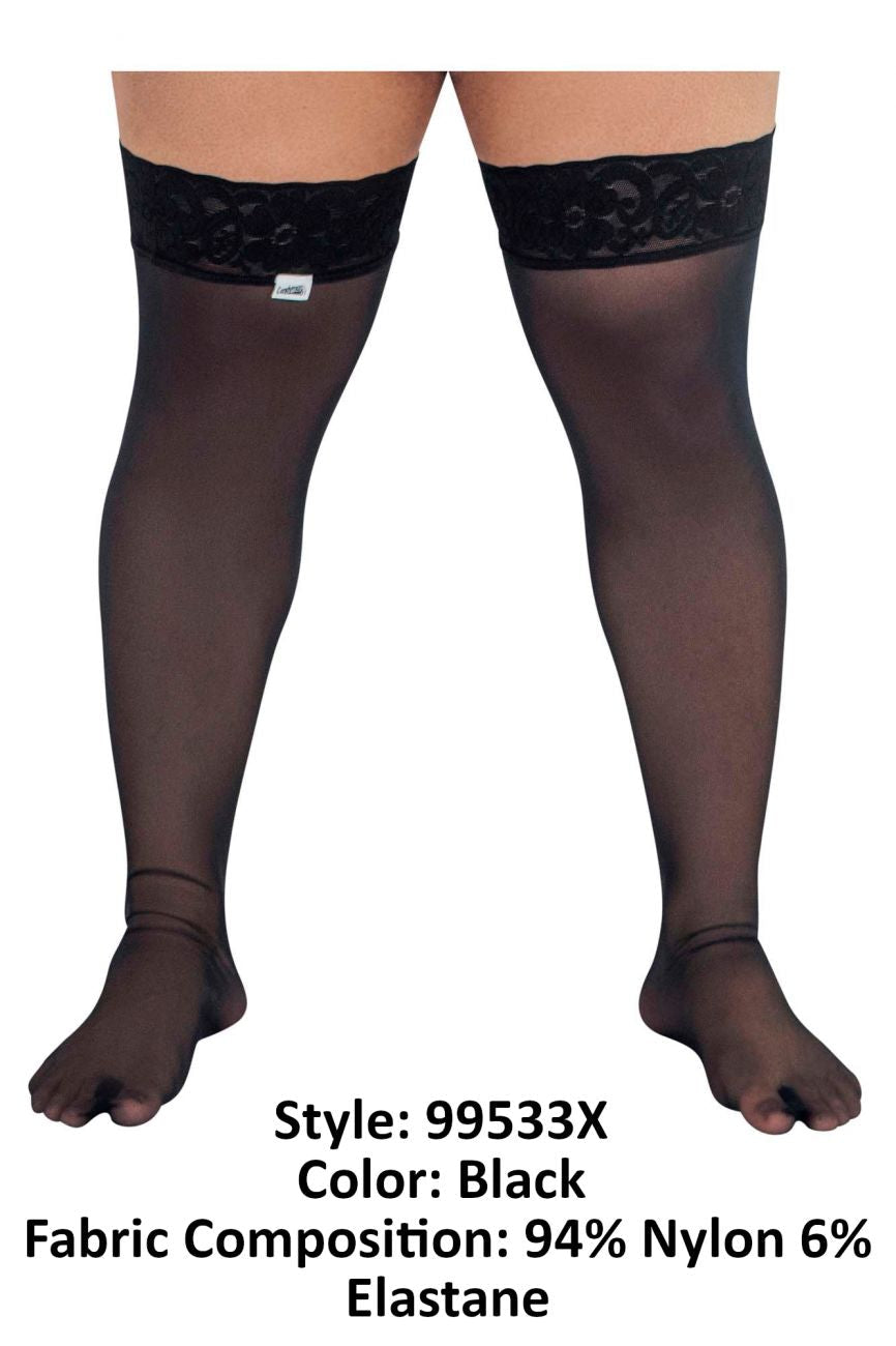 CandyMan 99533X Mesh Thigh Highs Black Plus Sizes