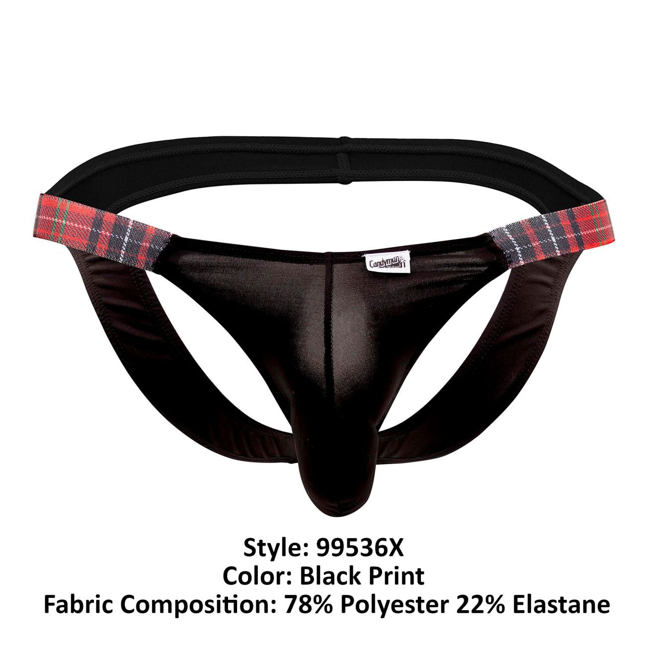 CandyMan 99536X Bikini Jockstrap Black Red Print Plus Sizes