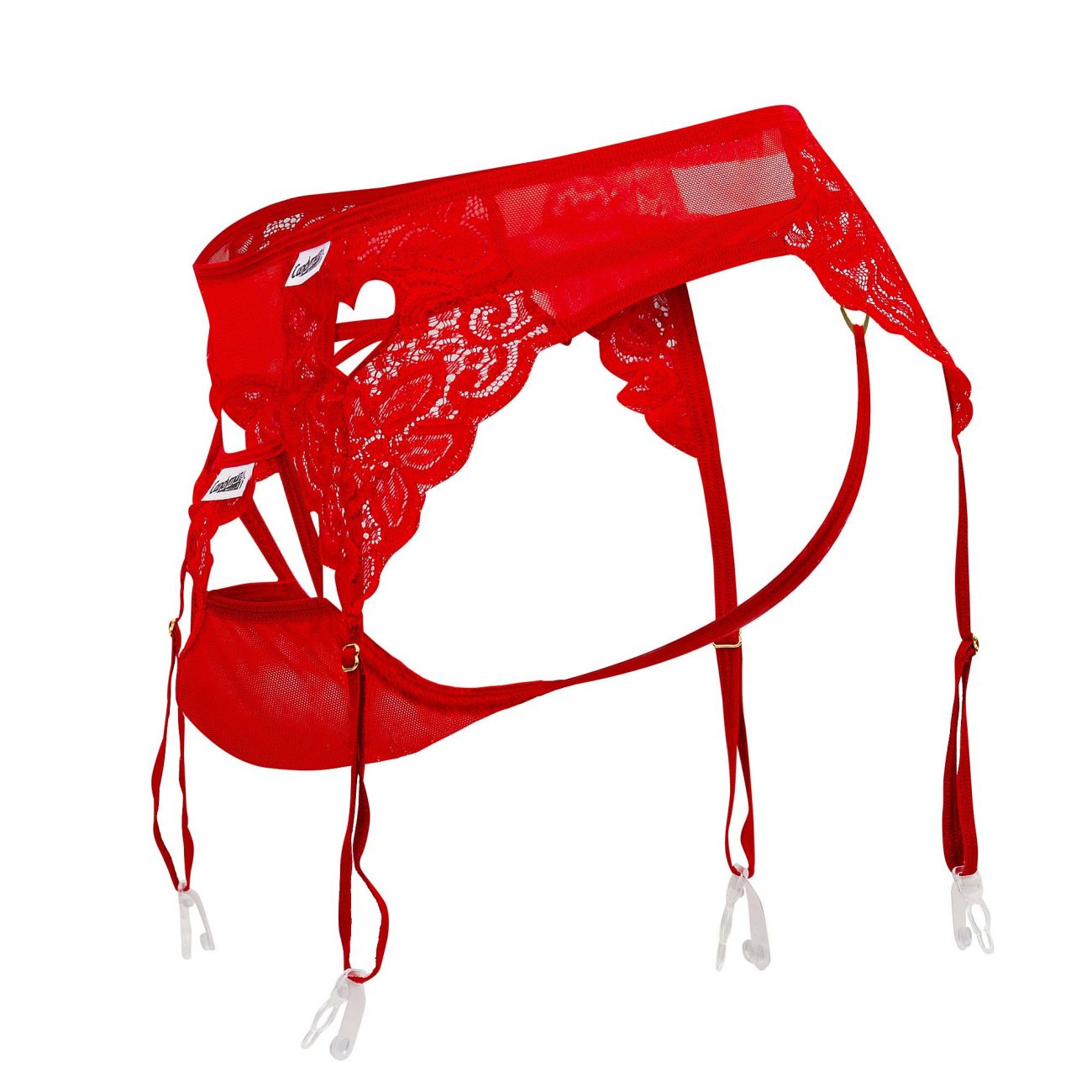 CandyMan 99589X Lace Garter G-String Red Plus Sizes