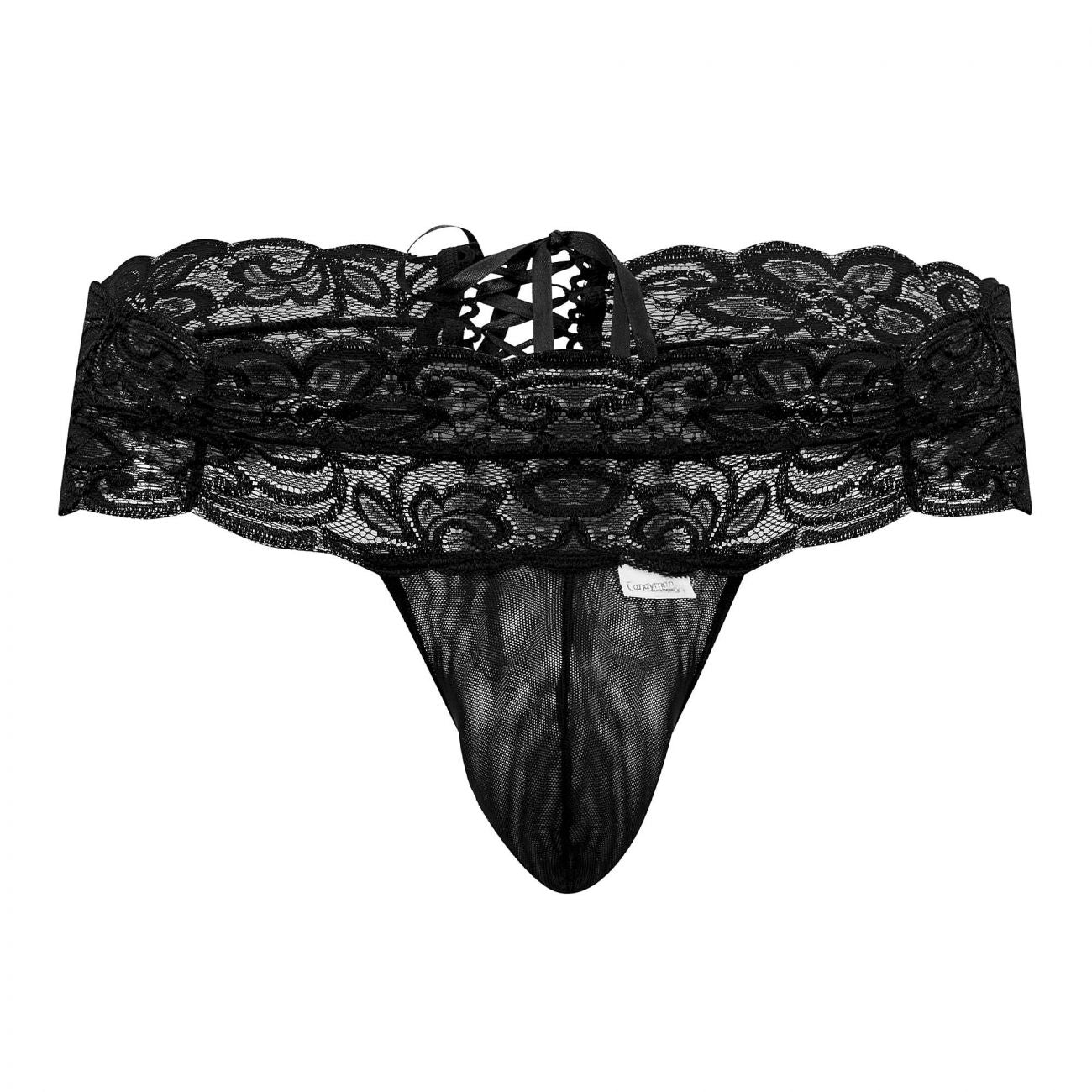 CandyMan 99595X Lace Thongs Black Plus Sizes