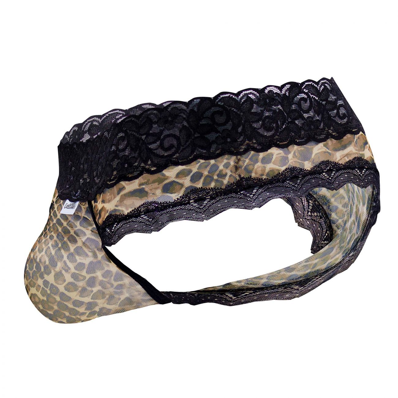 CandyMan 99596X Mesh-Lace Thongs Leopard Print Plus Sizes