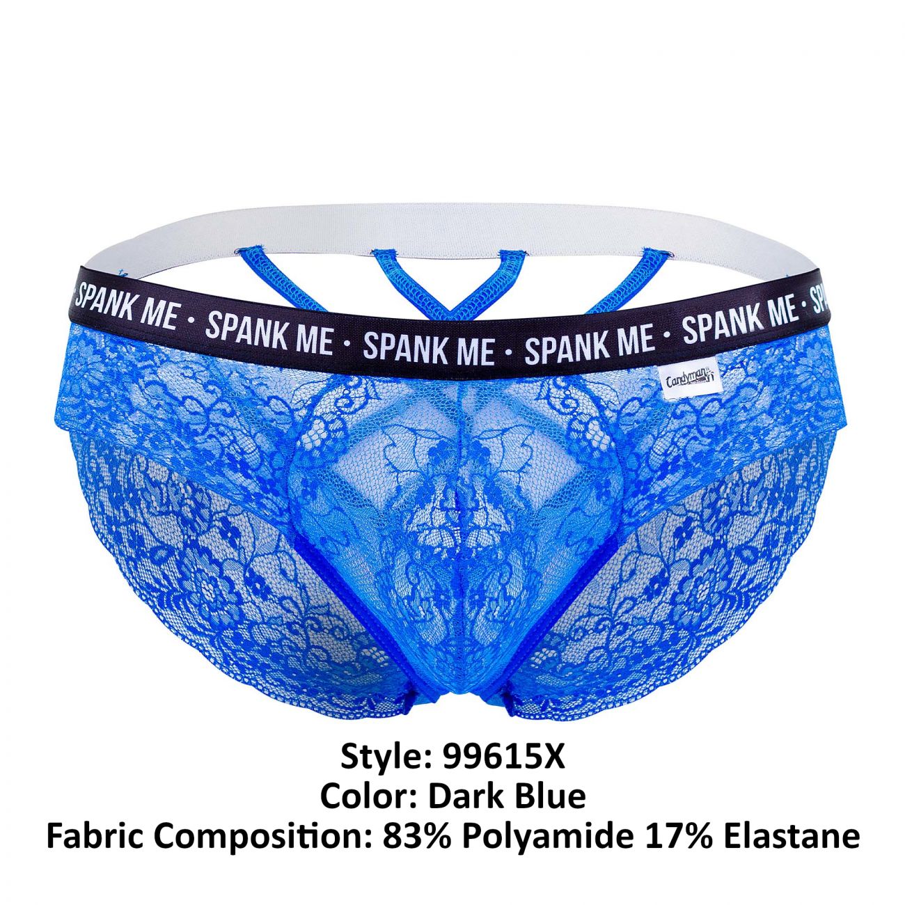 CandyMan 99615X Spank Me Lace Briefs Dark Blue Plus Sizes