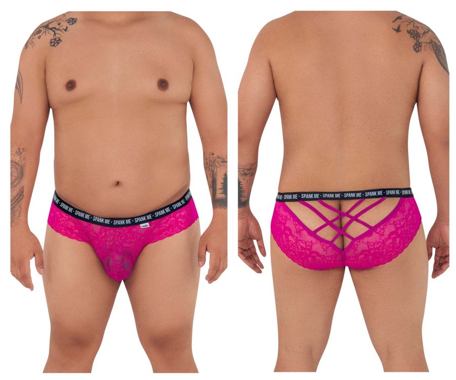 CandyMan 99615X Spank Me Lace Briefs Pink Plus Sizes