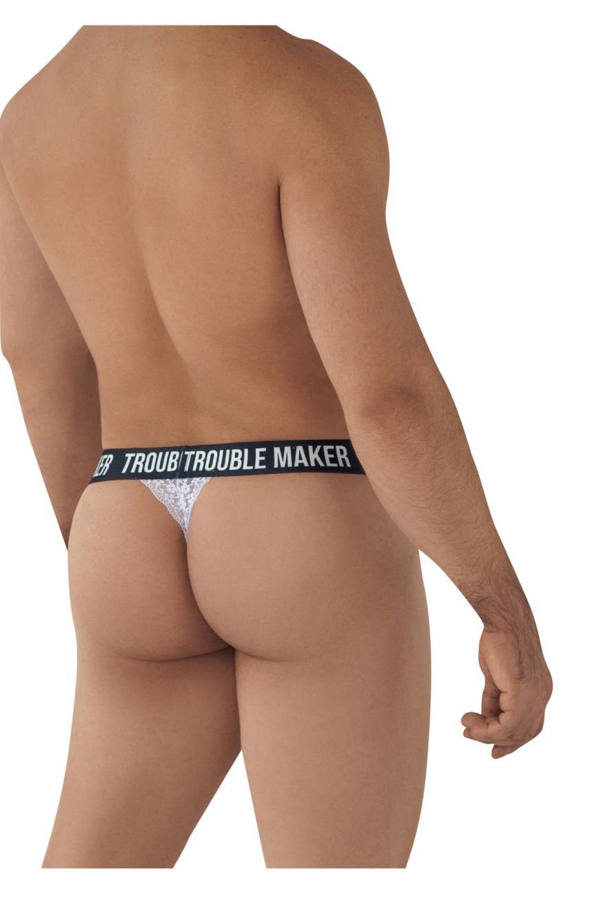 CandyMan 99618 Trouble Maker Lace Thongs White