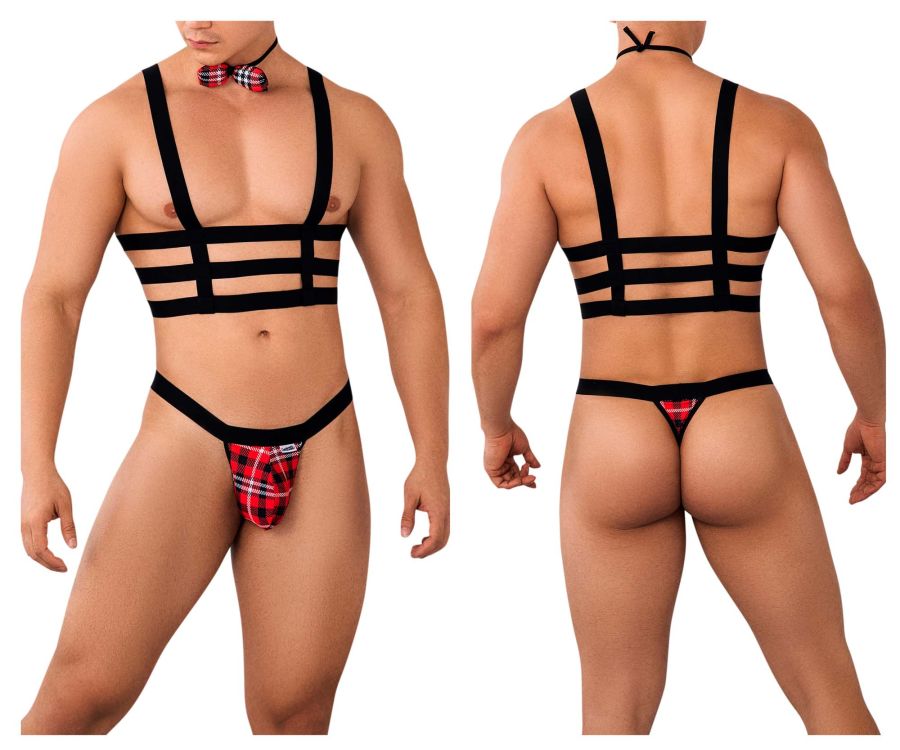 CandyMan 99634 Harness Two Piece Set Black & Tartan