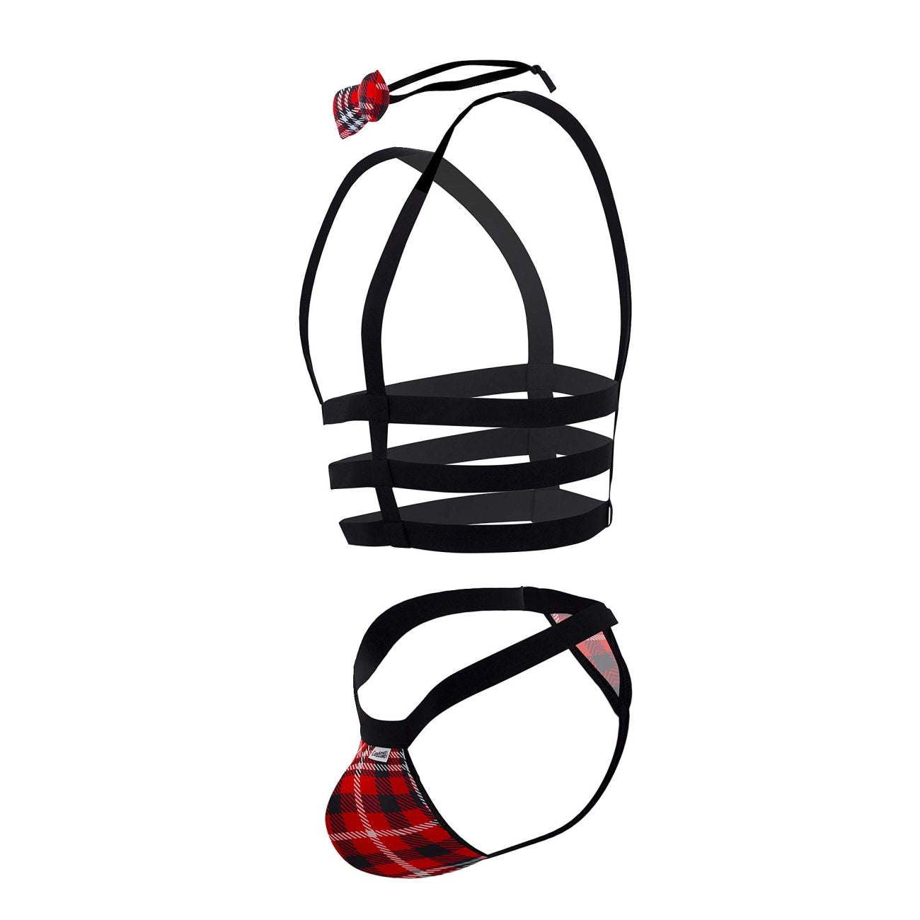 CandyMan 99634 Harness Two Piece Set Black & Tartan