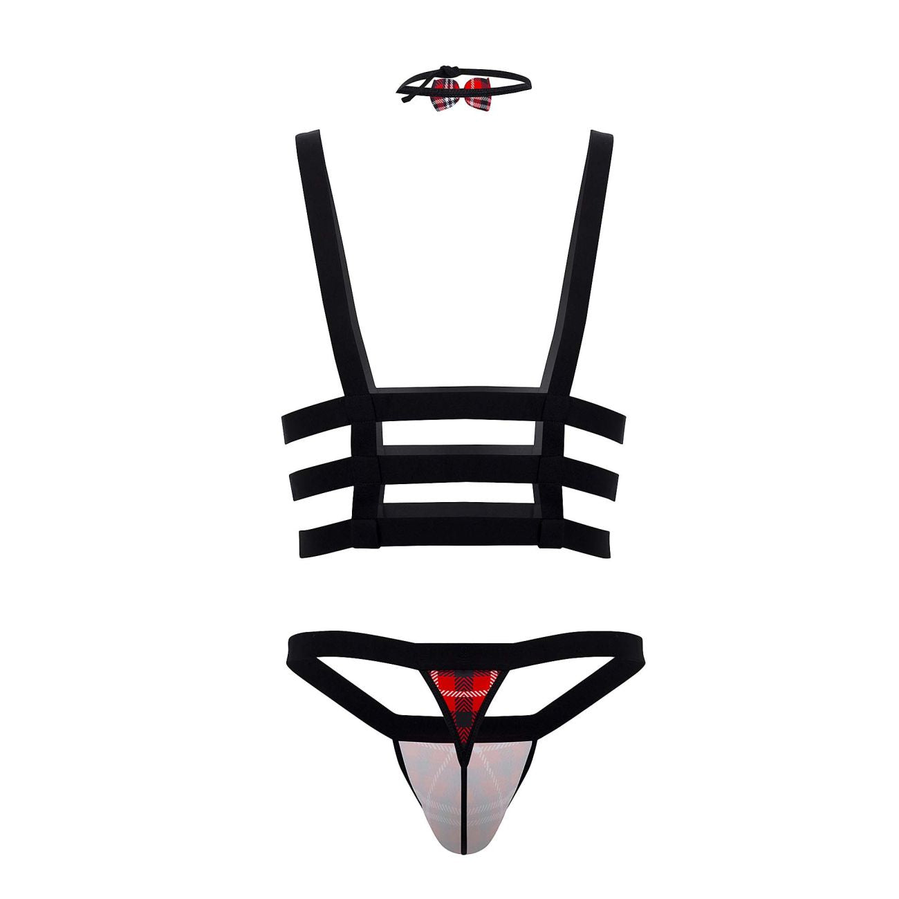 CandyMan 99634 Harness Two Piece Set Black & Tartan