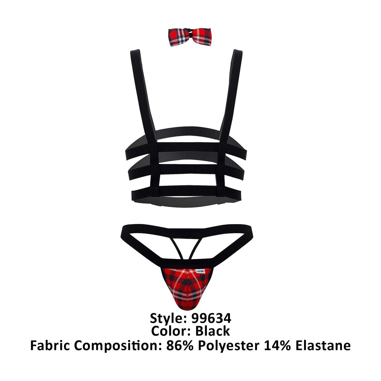 CandyMan 99634 Harness Two Piece Set Black & Tartan