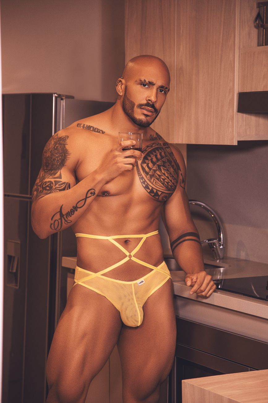 CandyMan 99640 Mesh Thongs Yellow