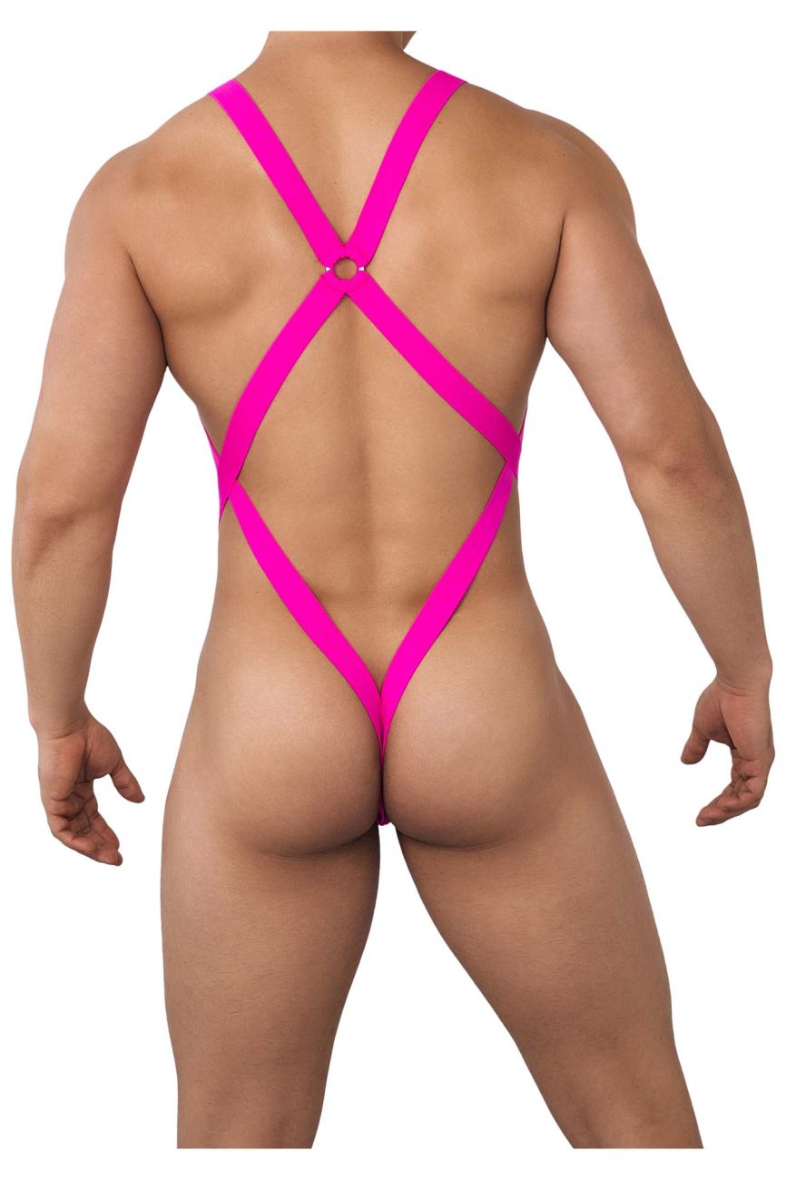 CandyMan 99643 Mesh Bodysuit Hot Pink