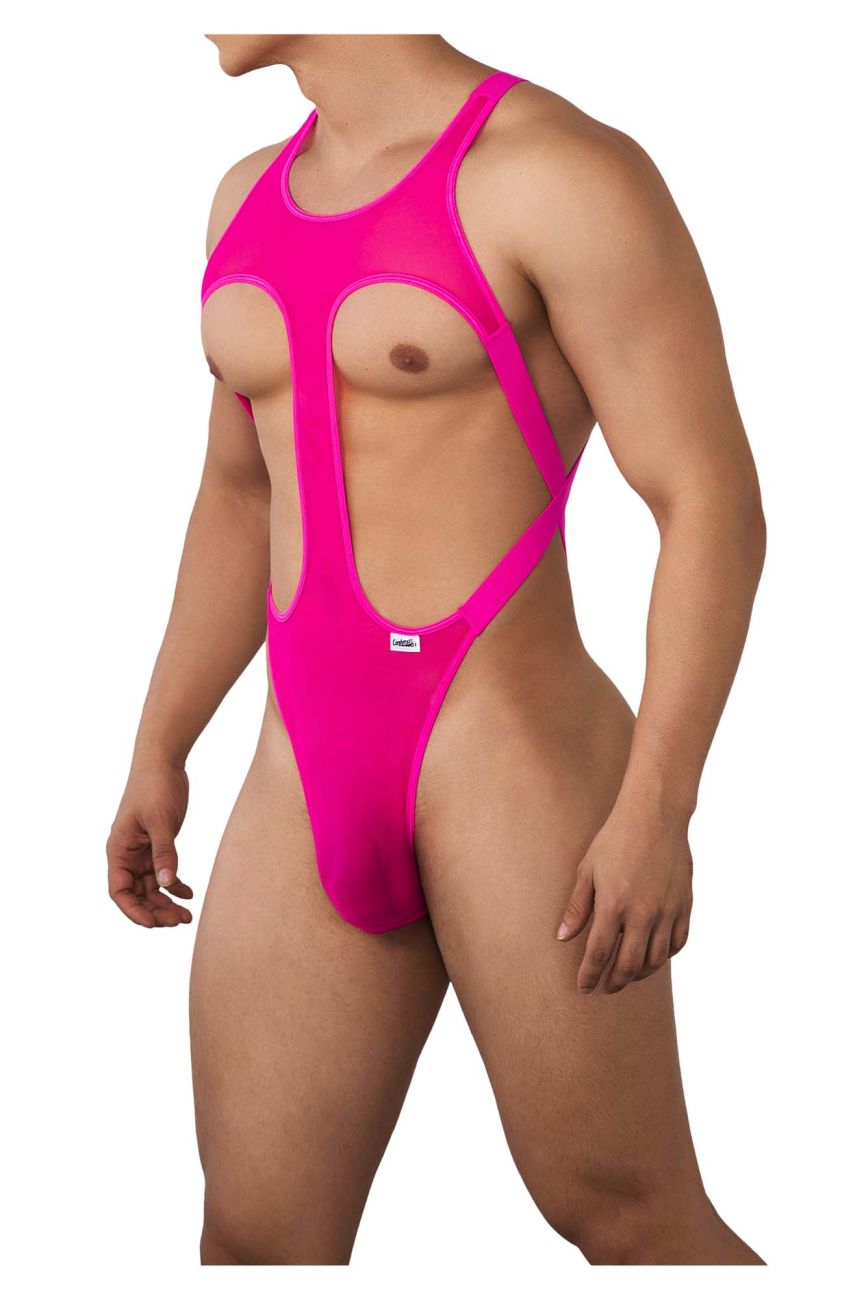 CandyMan 99643 Mesh Bodysuit Hot Pink