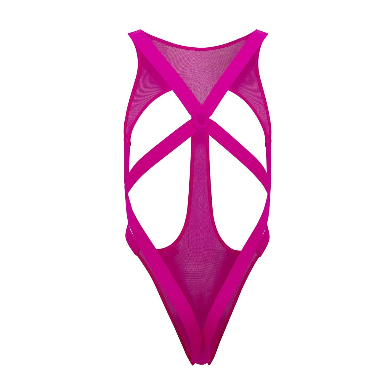 CandyMan 99643 Mesh Bodysuit Hot Pink