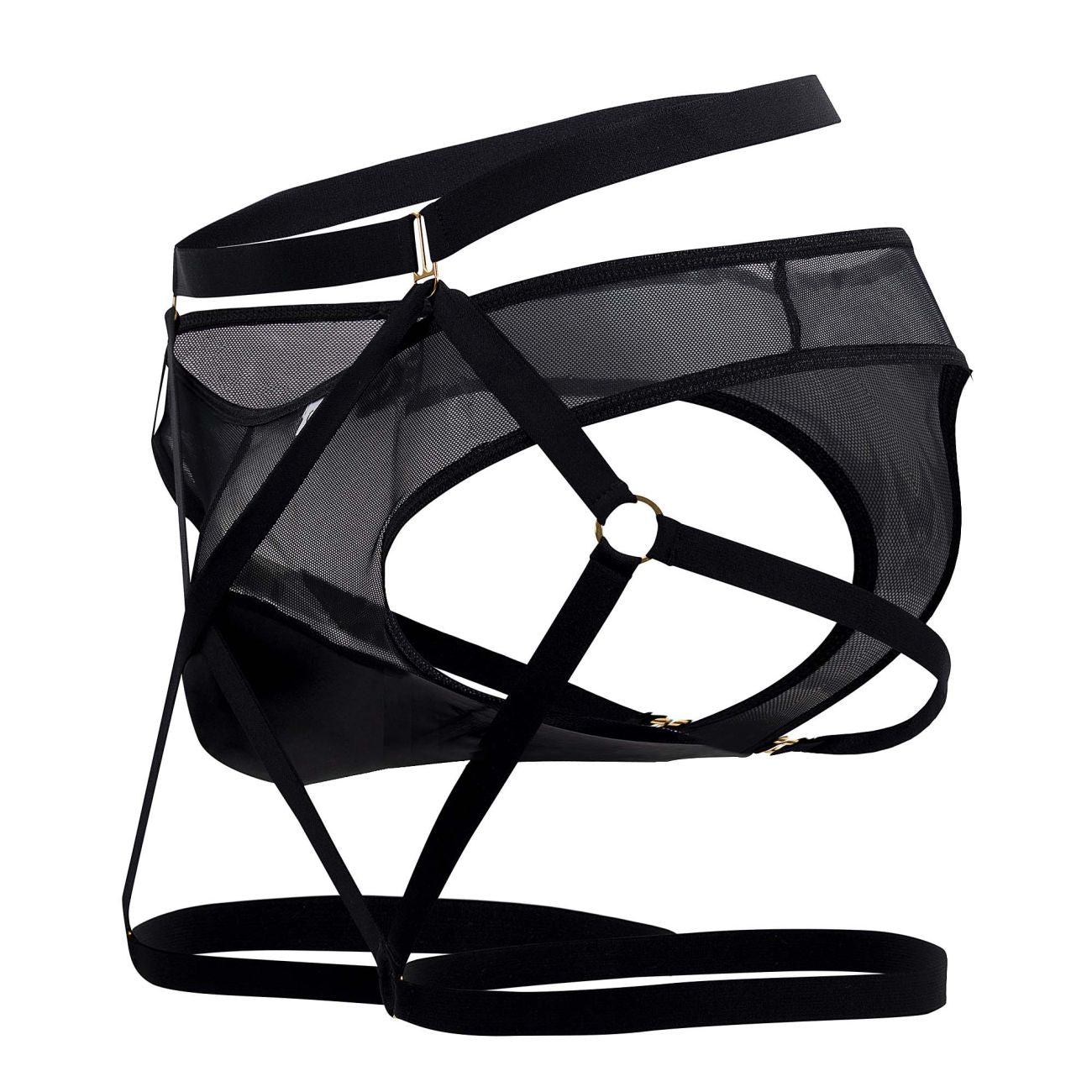CandyMan 99674 Garter Thongs Two Piece Set Black