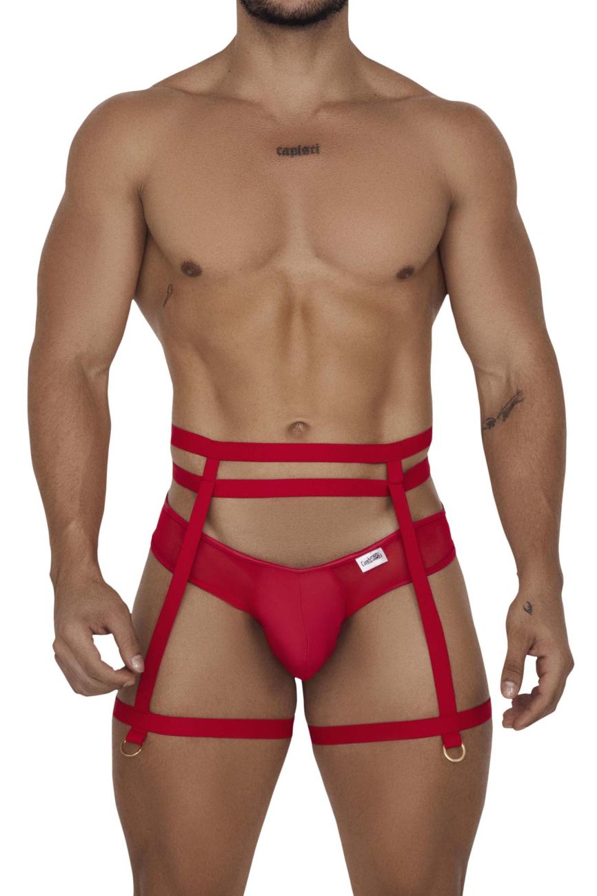 CandyMan 99677 Garter Thongs Two Piece Set Red