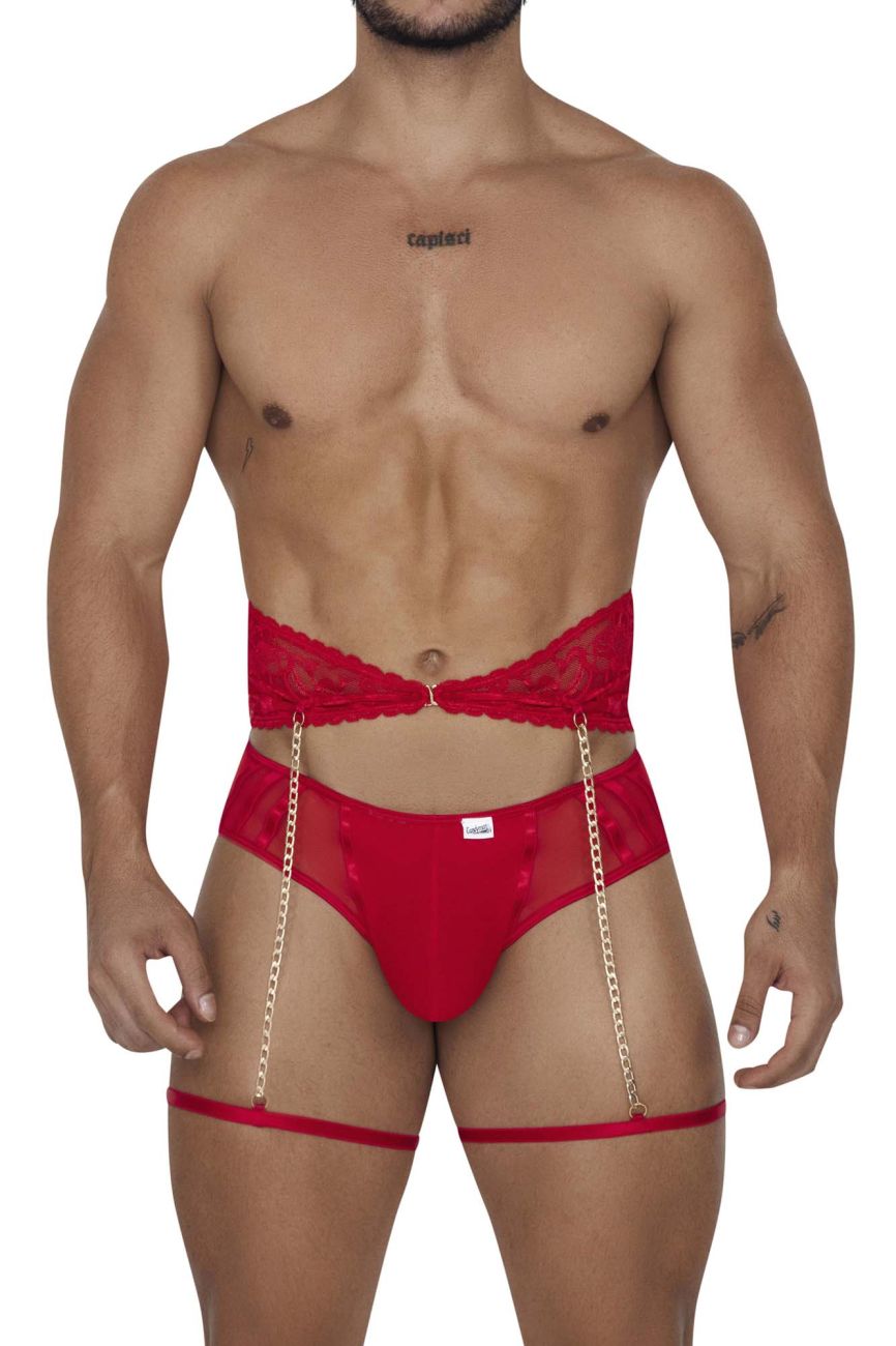 CandyMan 99703 Garter Briefs Two Piece Set Red