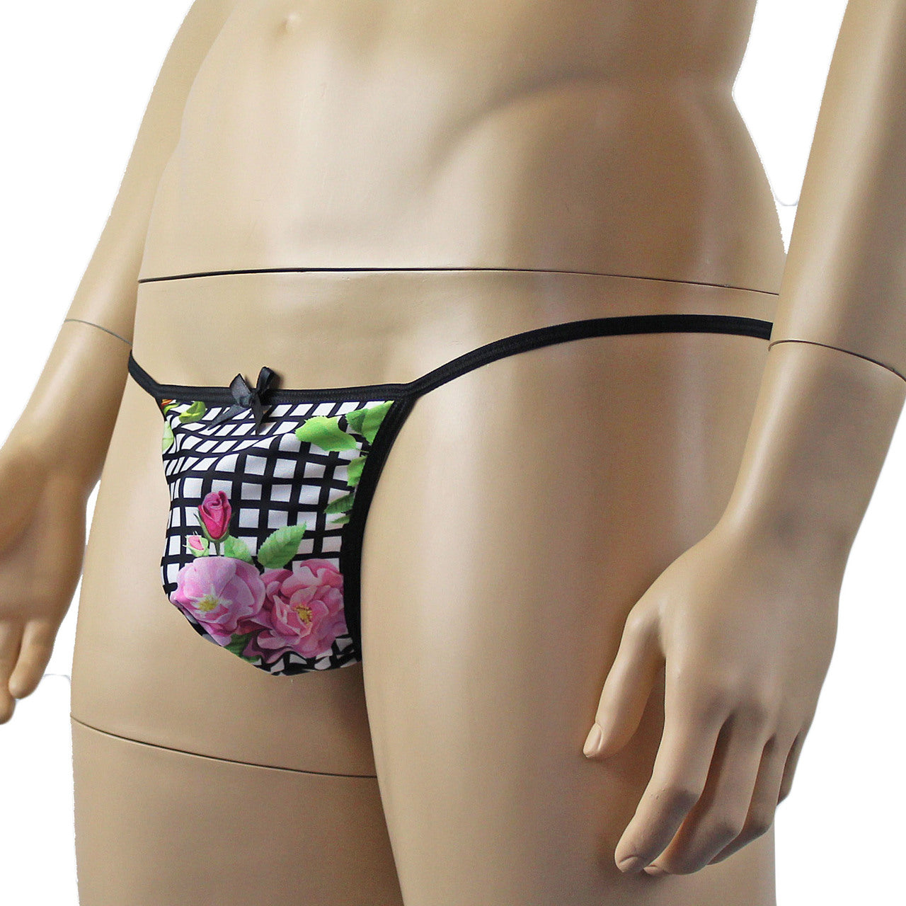 Mens Diana G string Pouch in our Flower Checkered Print Spandex