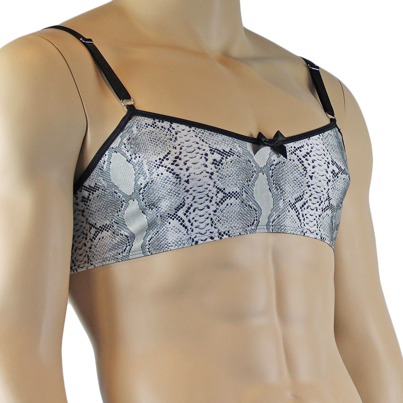 Mens Grey Snake Print Bra Top for Males