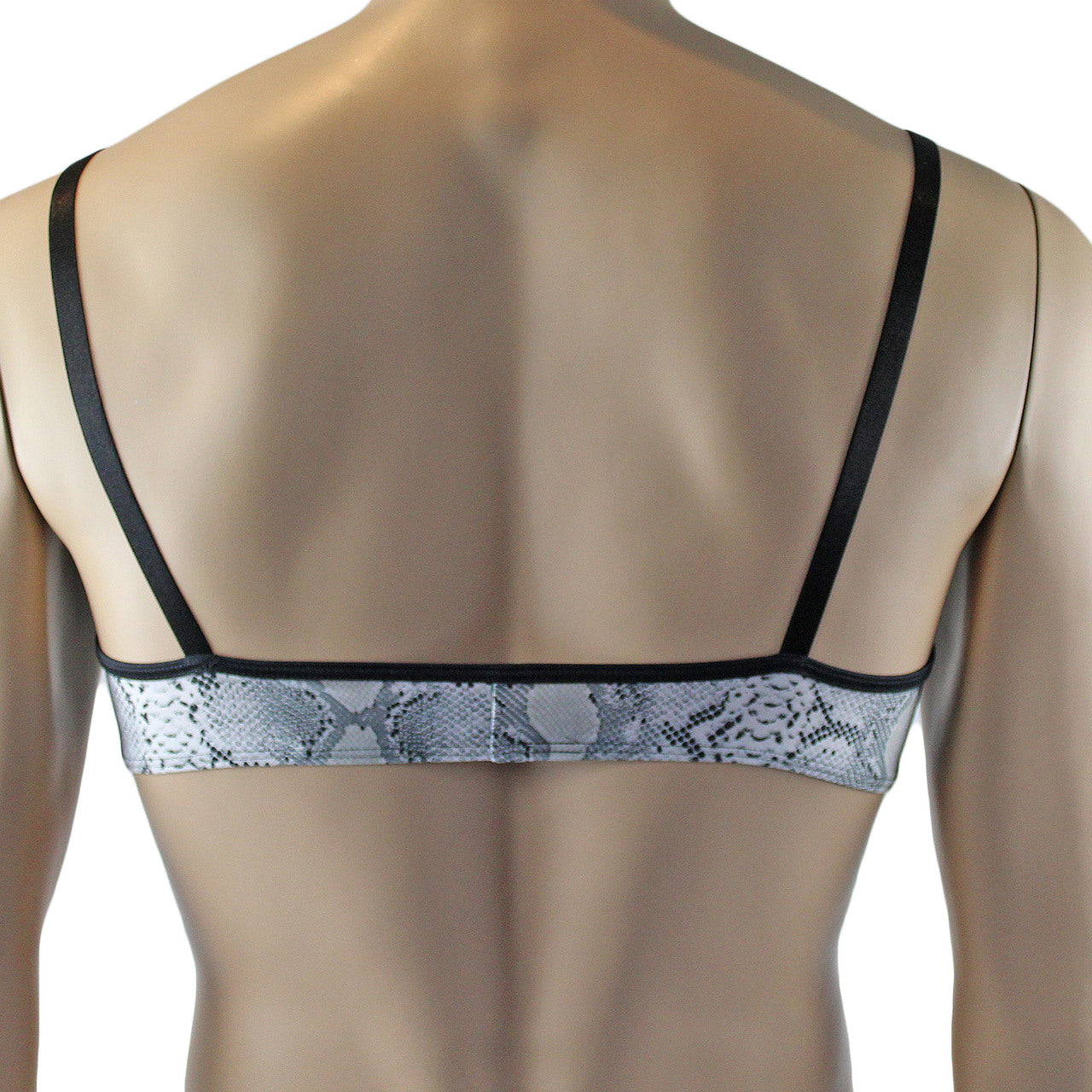 Mens Grey Snake Print Bra Top for Males