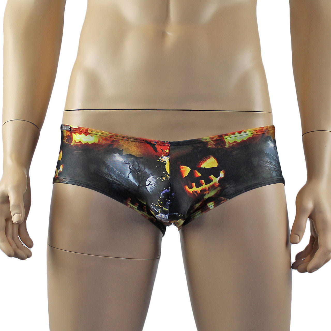 Mens Halloween Fire Breathing Pumpkins and Witches Mini Boxer Briefs
