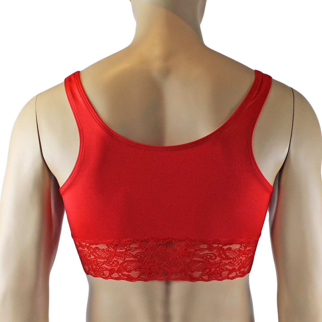 Male Penny Lingerie Bra Camisole Top with Lace Red
