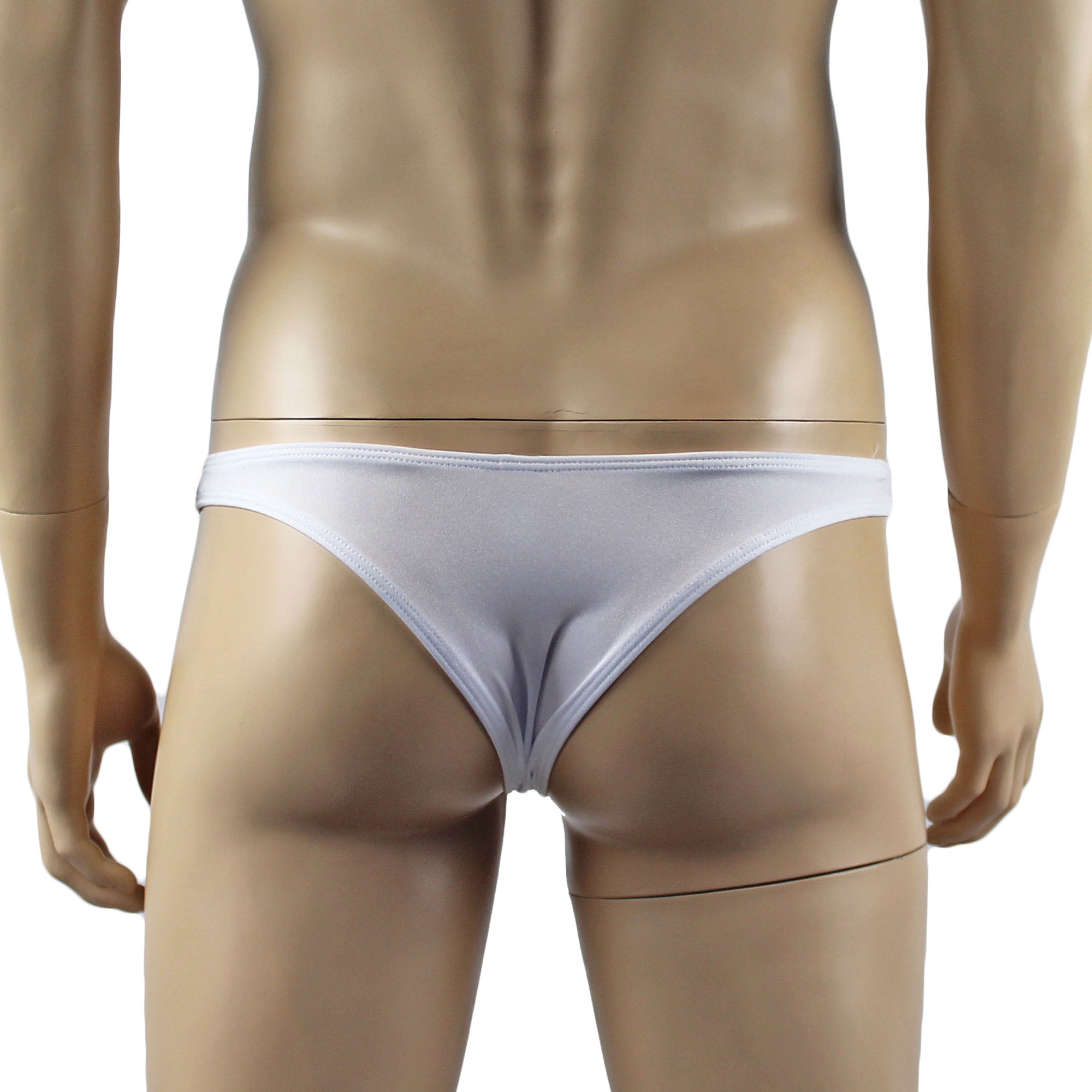 Male Penny Lingerie Stretch Spandex Capri Bikini with Lace White