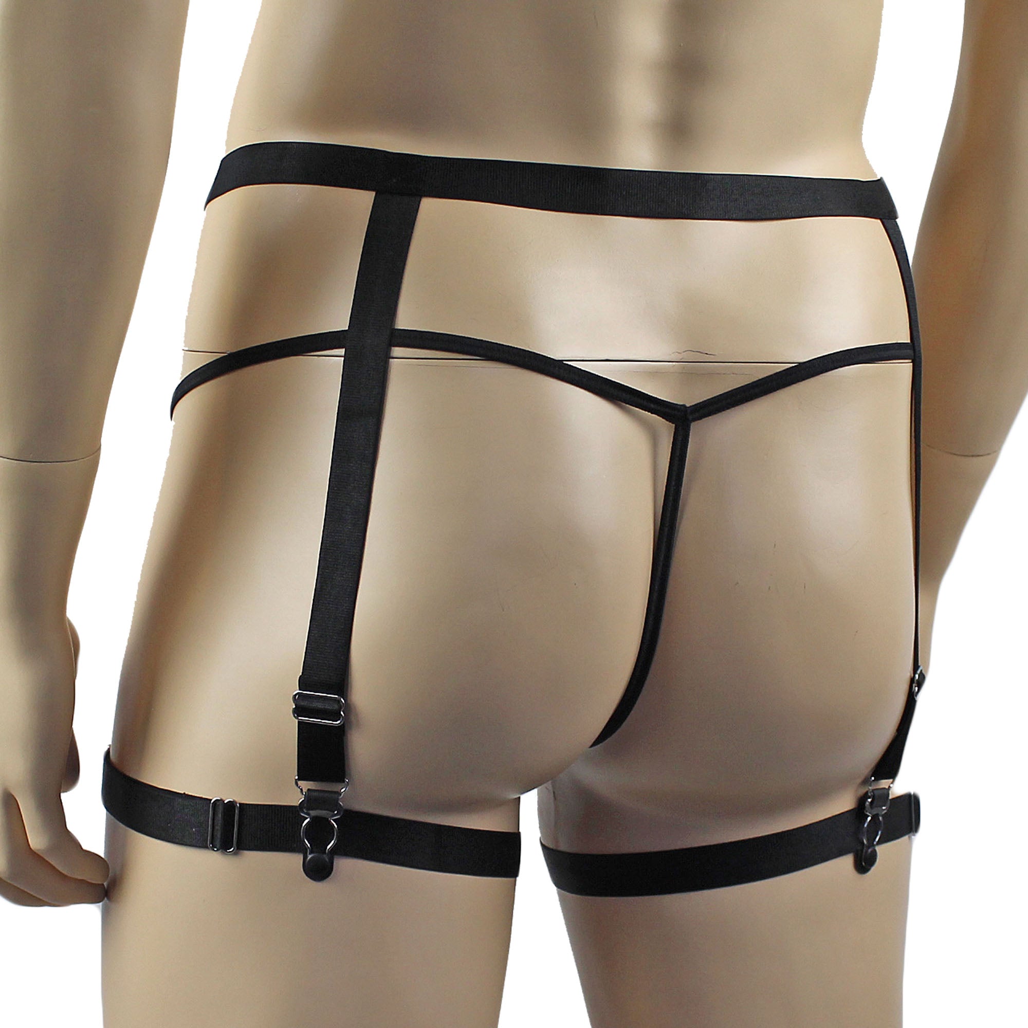 Unisex Zoe Garterbelt, Detachable Adjustable Leg Garters Black